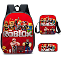 Miniatyrbild 1 av 3: 3 st Roblox-spel Ryggsäck Barn Skola Ryggsäck Axelväska Lunchväska Pennfodral Barn Present
