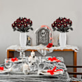 Miniatyrbild 5 av 5: Konstgjord Ros Livsliknande Dekorativ Böjbar Falsk Blomma Med Skallehuvud för Halloweenfest Svart[C]