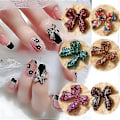 Miniatyrbild 1 av 5: Nagelkonst Glitter Fjäril Rosett Nagelberlocker, 70 st 3D Nagelberlocker för Akryl Resin Naglar DIY Manikyr Tips Dekoration ##-1.Obs: Inget lim. (C)