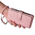 Miniatyrbillede 3 af 5: WXH Kompatibel med Samsung Galaxy A52 5G/A52S PU Læder Magnetisk Lukning Femten Kortlommer Lynlås Lomme Telefonetui Pink