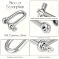 Miniatyrbillede 5 af 5: 10 stk. Heavy-Duty M6 Rustfrit Stål D-Shackles - Ultra-Stærke D-Ring Låseklips til Byggearbejde, Køretøjsredning, Træk, Fastgørelse, Ophængning