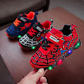 Miniatyrbild 4 av 5: Barn Sportskor Spiderman Lysande Sneakers Barn LED Självlysande Skor För Pojkar, röd (C)