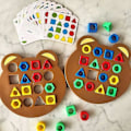 Miniatyrbild 2 av 4: Formmatchningsspel, Pussel Form Färgmatchning Brädspel, Förälder-Barn Interaktivt Brädspel, Söt Björnfärgad Schackbräde