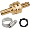 Miniatyrbillede 3 af 5: 3-pak Premium Messing Havevandsslange Reparationsfittings med Heavy-Duty Rustfrit Stål Klemmer - Holdbar 1/2\" Hun-Gevind 1.18in/3cm og 3/4\" Han-Gevind