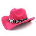 Miniatyrbillede 1 af 5: Hatte Unisex Western Cowboy Hat Med Kvast Rosarød (C)