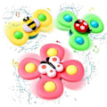Miniatyrbild 1 av 6: 3-pack Roterande Fidget Spinner med Sugkopp till Baby/Barn - Snurrande Leksak