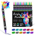 Akrylfärgpennor, permanent akrylfärgpennor med fin spets och penselspets 12PCS