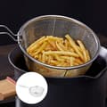 Miniatyrbillede 2 af 8: 【2F】Friturekurv i rustfrit stål, rund trådkurv med foldbart håndtag, til køkkenfrituregryder.