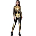 Halloween-kostume til kvinder med dødningehovedtryk, langærmet jumpsuit Q2 Q2 S