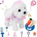 Interactive Plush Dog with Wagging Tail & Barking Function – Playful Puppy with Grooming Kit for Kids Ages 3-6 White