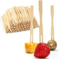 200 Bambu aptitretare gafflar 9cm Engångs bambu gaffel för charkuterier, Mini gafflar för aptitretare, Cocktail gafflar för bröllop