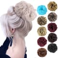 1 stk. rufsete hårknute hårstrikker forlengelse krøllete bølgete rufsete syntetisk chignon for kvinner oppsatt hår Silver Gray Silver Grey