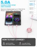 Miniatyrbilde 2 av 4: 2025 Siste Modell 100W USB C Multi USB-kabel, 3-i-2 USB-kabel, Uttrekkbar Rask USB iPhone Ladekabel, Flere Micro USB Type C iPh