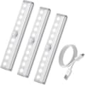 Rörelsesensorlampa - USB Uppladdningsbar - LED - Vit - Inomhus - 3ST
