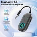 Miniatyrbillede 3 af 5: Bluetooth 5.3 Adapter - 2-i-1 Sender/Modtager - 3.5mm Jack - Dobbelte Hovedtelefoner - TV PC Bil A