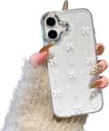 iPhone Bling Rose -kotelo – Glitter 3D kristallinkirkas ohut pehmeä suojakotelo – Valitse malli ja väri White iPhone 16 Plus