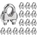 16 rustfri stål M6 kabelklemmer til 6 mm stålkabel, kraftige U-formede clips til metalfastgørelse