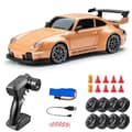 1/24 Skala 4WD RC Drifting Bil med 2 Hastighedstilstande, LED-lys & 50m Rækkevidde orange