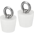 Konisk prop, silikonegummi stopper 25 mm til 33 mm, solid badekarprop med ring til reagensglas, vandrør, afløbshuller, hvid, 2 stk.