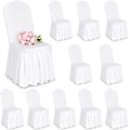 Miniatyrbild 1 av 5: 10 st Stolskydd Vita Polyester Spandex Lycra Stretch Stolskydd med Kjolar, Universal Tvättsbara Skyddande Stolskydd