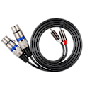 Miniatyrbillede 1 af 4: Dual for RCA Han til Dual XLR Hun Audio Adapter Kabel Patch Cord Dobbelt række PVC ledning