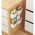 Miniatyrbild 4 av 5: 4-delars självhäftande väggmonterad förvaringslåda vit 14L x 9B x 15H cm