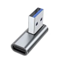 Miniatyrbild 1 av 5: 90 Graders USB till USB C Adapter USB3.0 Hane till Typ-C Hona Konverter Laddningsadapter Stödjer Dataöverföring & Laddning Grey right