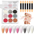 Miniatyrbild 3 av 5: Nagelpulverset, Gradient Nagelpulver, Flerfärgade Nagelkonstpulver, 9 Färger Set Krom Nagelglitter, DIY Glansig Magiskt Spegel Finish Gradient Nagel color 3