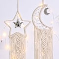 Miniatyrbillede 4 af 5: Pieces Macrame Vægophæng Stjerne Måne Drømmefanger Tapestry Boheme Hjemmeindretning Håndvævet Dekoration til Soveværelse