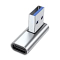 Miniatyrbild 1 av 5: 90 Graders USB till USB C Adapter USB3.0 Hane till Typ-C Hona Konverter Laddningsadapter Stödjer Dataöverföring & Laddning Silver right