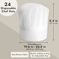 Miniatyrbilde 4 av 5: 25-pakning Kokkehatter for Barn, Voksne - Justerbare Engangshatter i Bulk for Matlaging, Baking, Pizzaselskap (Hvit)