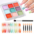Miniatyrbild 1 av 5: 9 Färger Nagelpigment Palett Gradient Ombre Nagelpulver Set för DIY Manikyr Nybörjare - Perfekt Nageldesign med Ultra Fint Pulver