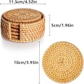 Miniatyrbilde 3 av 4: Ulable Sett med 6 Rattan Vev Koppmatter Håndlaget 4 * 4 tommer Brun
