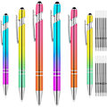 Miniatyrbillede 1 af 5: 6 stk. kuglepenne, 2 i 1 styluspenne, gummi top spids tablet stylus, med 12 refills, sort blæk