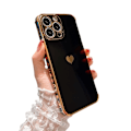 Miniatyrbild 1 av 5: iPhone 16Plus Skal Flicka Kvinnor Sött Flickigt Kärlekshjärta Lyx Guld Mjukt Skydd Kameraskydd Silikon Stötsäkert Telefonskal för iPhone16Plus iPhone16 Plus