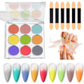 Miniatyrbild 1 av 5: Nagelpulverset, Gradient Nagelpulver, Flerfärgade Nagelkonstpulver, 9 Färger Set Krom Nagelglitter, DIY Glansig Magiskt Spegel Finish Gradient Nagel color 1