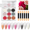 Miniatyrbild 4 av 5: Nagelpulverset, Gradient Nagelpulver, Flerfärgade Nagelkonstpulver, 9 Färger Set Krom Nagelglitter, DIY Glansig Magiskt Spegel Finish Gradient Nagel color 3