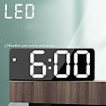 Miniatyrbillede 2 af 5: LED-vækkeur, Rektangulær Sort Overflade Hvidt Lys