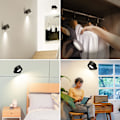Miniatyrbillede 4 af 4: LED Væglampe med 360° Justerbar Belysning, 3 Lysstyrkeniveauer, Touch Kontrol, Vægmonteret Lampe - 1 stk. Sort