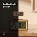 Miniatyrbild 5 av 5: Digital väckarklocka, batteridriven träväckarklocka med stor LCD-display, datum, temperatur, automatisk ljussensor, snooze