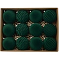Miniatyrbilde 1 av 5: Fløyelsjulepynt 12 stk 3,1 tommer Store Julekuler Knusefrie Pynt Julekulepynt Dark green