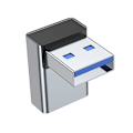 Miniatyrbild 2 av 5: 90 Graders USB till USB C Adapter USB3.0 Hane till Typ-C Hona Konverter Laddningsadapter Stödjer Dataöverföring & Laddning Grey up