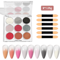 Miniatyrbild 2 av 5: Nagelpulverset, Gradient Nagelpulver, Flerfärgade Nagelkonstpulver, 9 Färger Set Krom Nagelglitter, DIY Glansig Magiskt Spegel Finish Gradient Nagel color 3