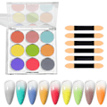 Miniatyrbilde 3 av 5: Neglepulversett, Gradient Neglepulver, Flerfargede Neglekunstpulver, 9 Farger Sett Krom Negleglitter, DIY Skinnende Magisk Speilfinish Gradient Negle color 1