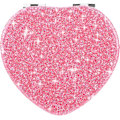 Miniatyrbillede 3 af 5: Kompakt Spejl til Taske, Hjerteformet Dobbeltsidet 1X/2X Forstørrende Glitter Mini Makeupspejl Rejse Bærbar