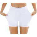 Miniatyrbild 2 av 5: Träningsshorts för damer med hög midja, andningsbara Dolphin Split, elastiska lounge yogashorts vita M