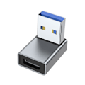 Miniatyrbild 1 av 5: 90 Graders USB till USB C Adapter USB3.0 Hane till Typ-C Hona Konverter Laddningsadapter Stödjer Dataöverföring & Laddning Grey up