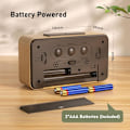 Miniatyrbild 2 av 5: Digital väckarklocka, batteridriven träväckarklocka med stor LCD-display, datum, temperatur, automatisk ljussensor, snooze