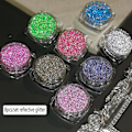 Miniatyrbillede 3 af 5: Reflekterende Glitter Pulver Sæt, 7 Farver Glimmer Diamant Negle Glitter Støv, Sølv Pink Lilla Grøn Løs Glitter til Negle