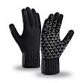Miniatyrbild 1 av 5: Vintervarma Handskar, Lätta Pekskärmstermiska Handskar Vinter Halksäkra Grepphandskar, Mjuk Stickad Foder, Elastisk Stickad Stretchmaterial blck